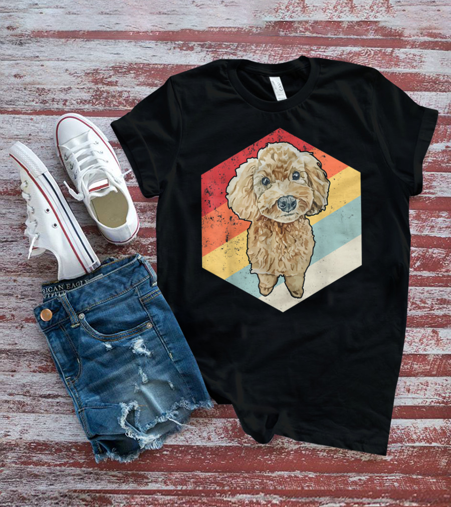 Cute Cavapoo Dog Pet Vintage Retro Stripes T-Shirt