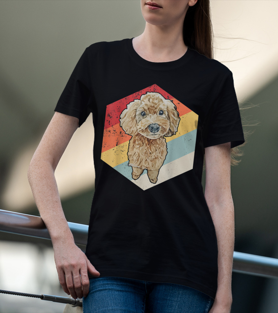 Cute Cavapoo Dog Pet Vintage Retro Stripes T-Shirt