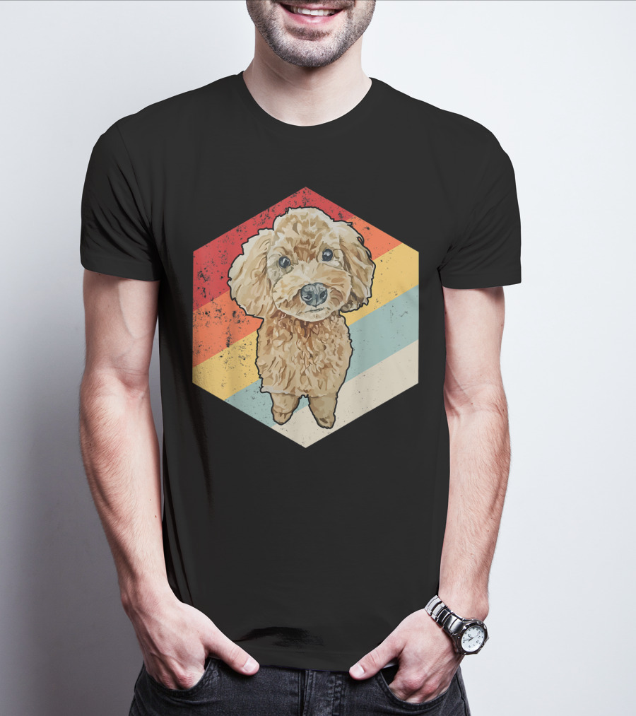 Cute Cavapoo Dog Pet Vintage Retro Stripes T-Shirt