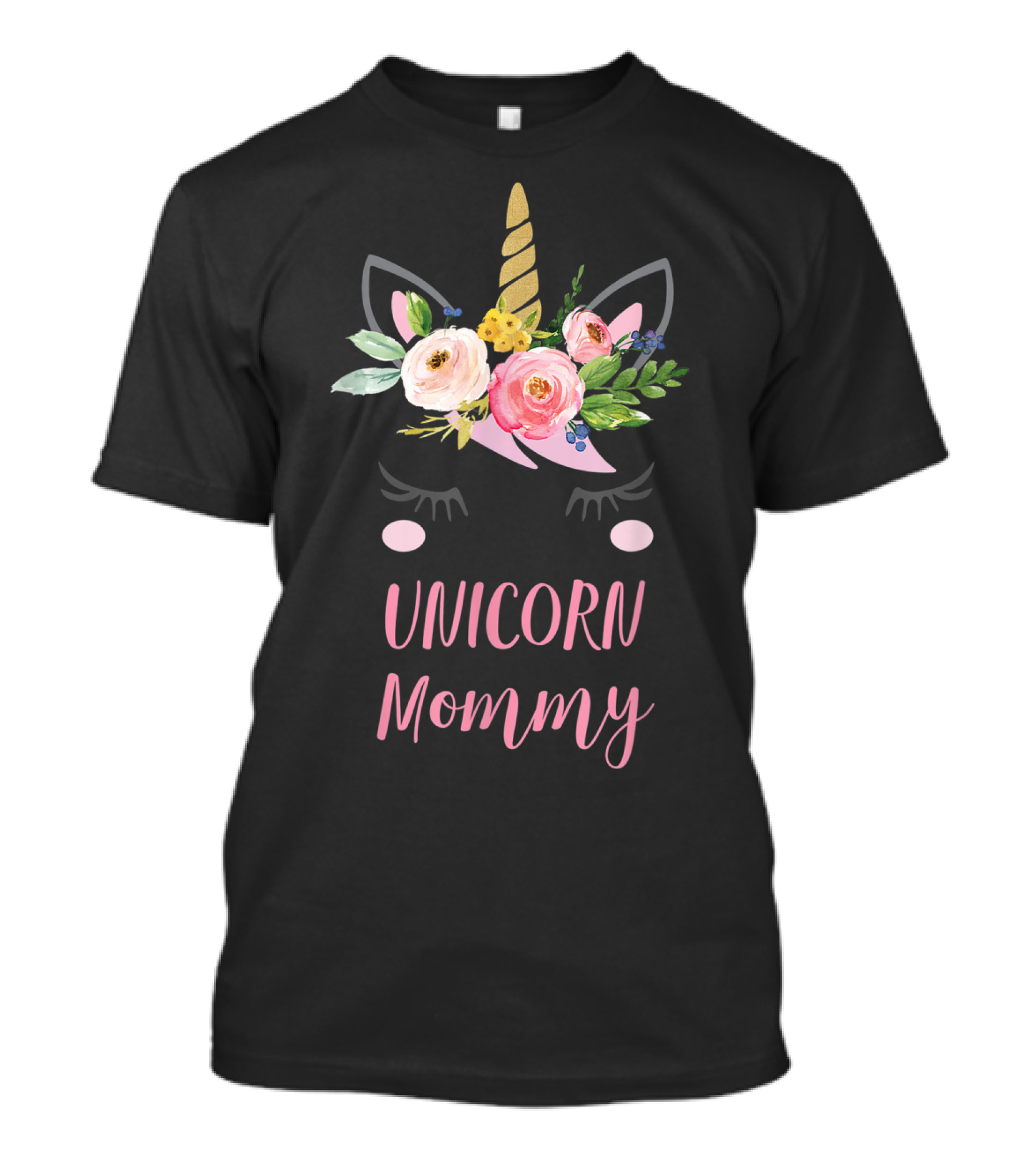 Unicorn Mommy Floral Horn T-Shirt