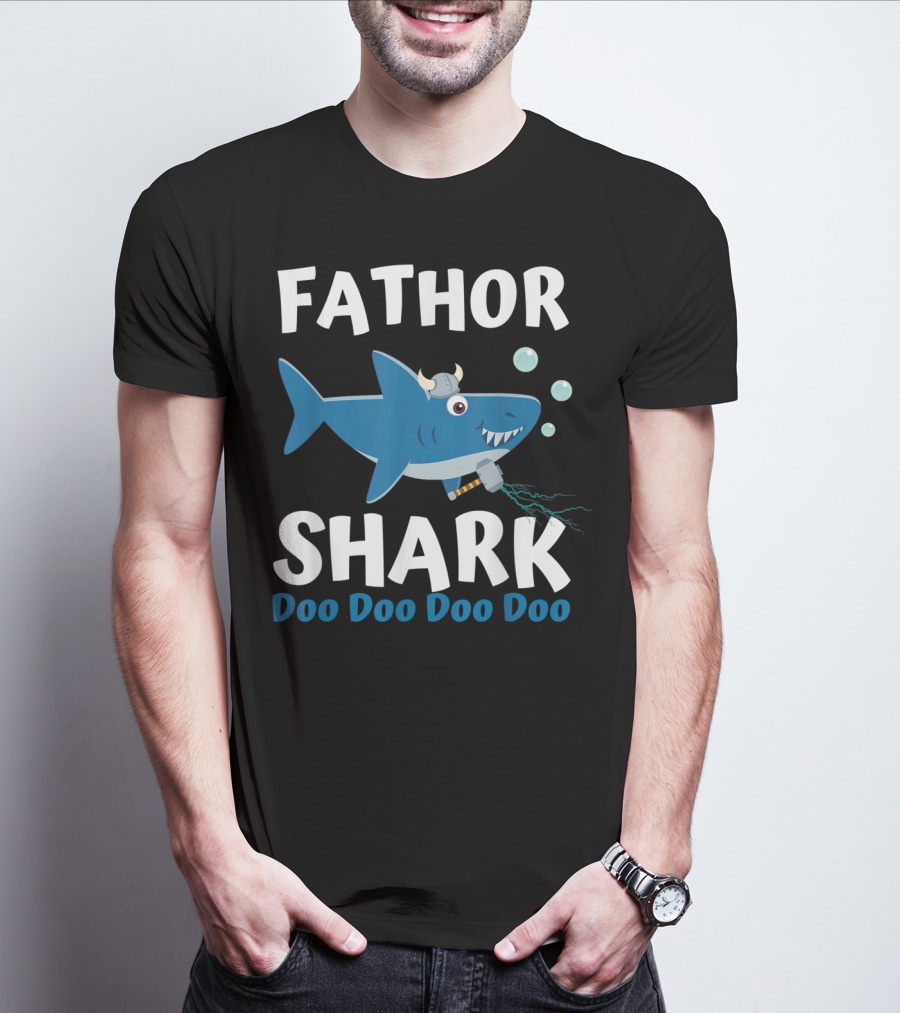 Fathor Shark Doo Doo Doo Doo Viking Father's Day Hero T-Shirt
