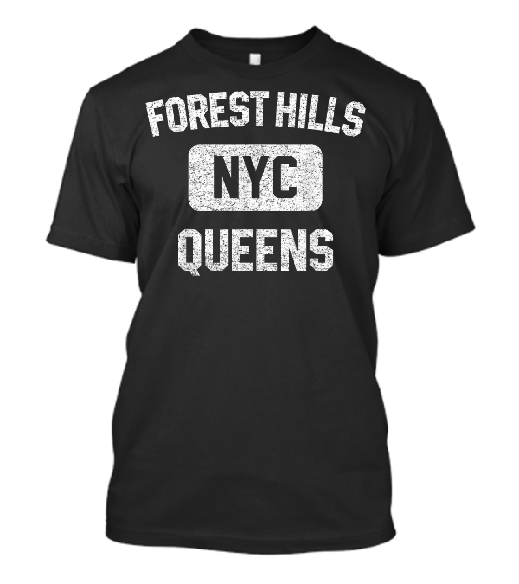 Forest Hills NYC Queens Gym Style Distressed White T-Shirt