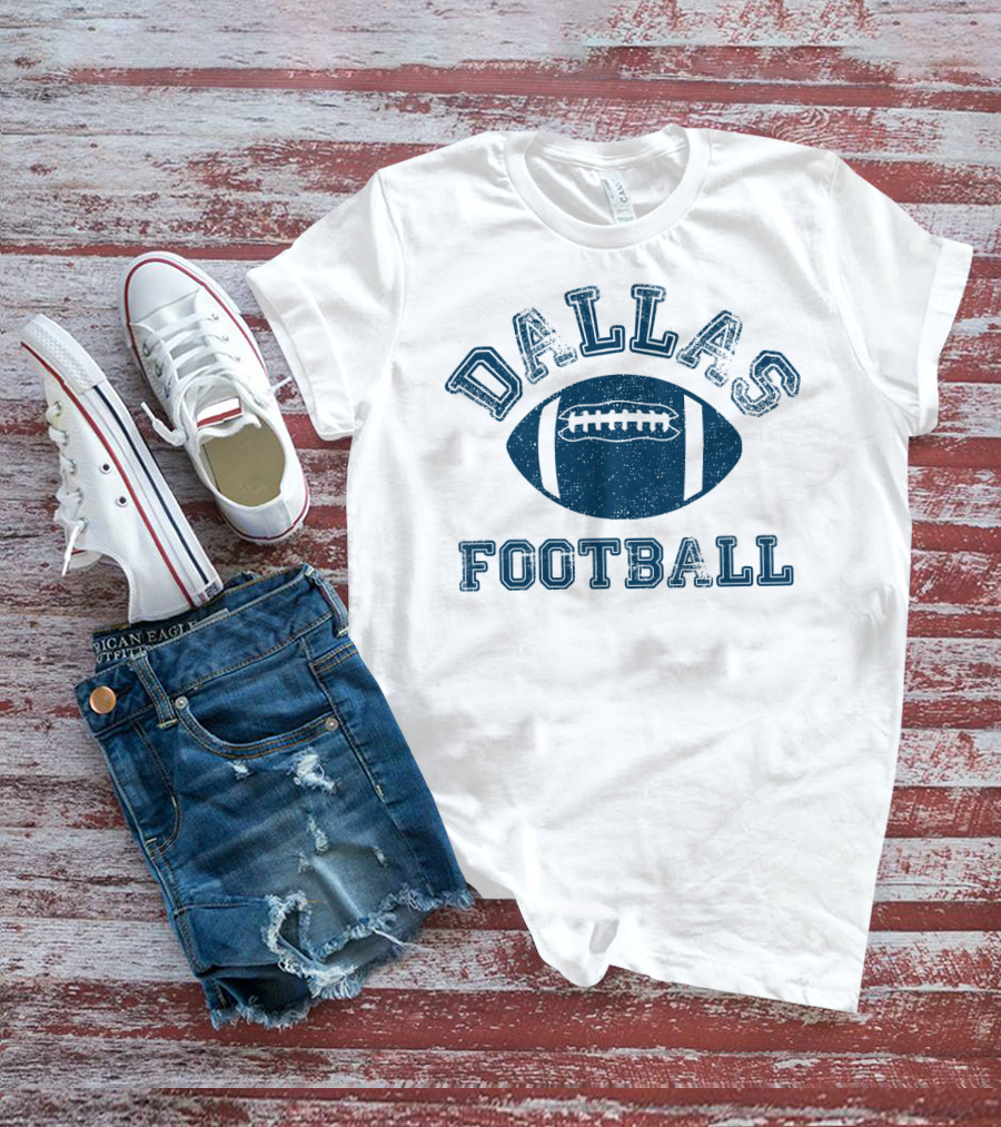 Dallas Distressed Football Blue Vintage T-Shirt
