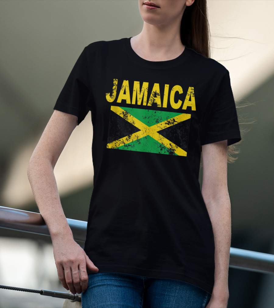 Jamaica Distressed Flag Cool Jamaican Flags T-Shirt
