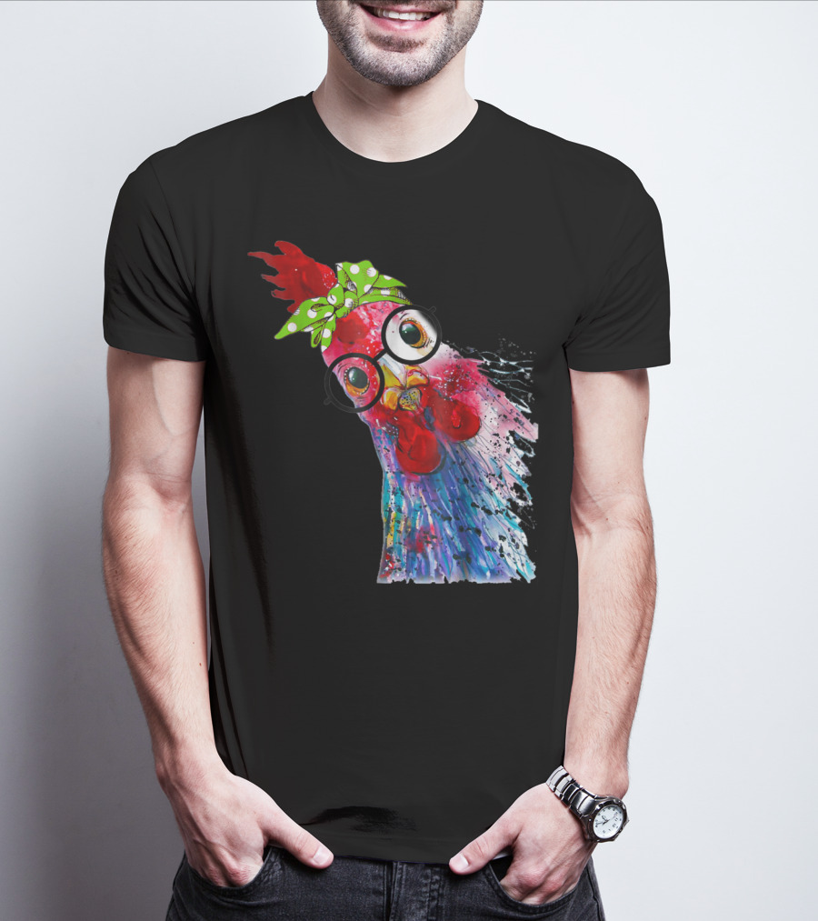 Funny Chicken Lover Hen Farmer Glasses Bandana T-Shirt