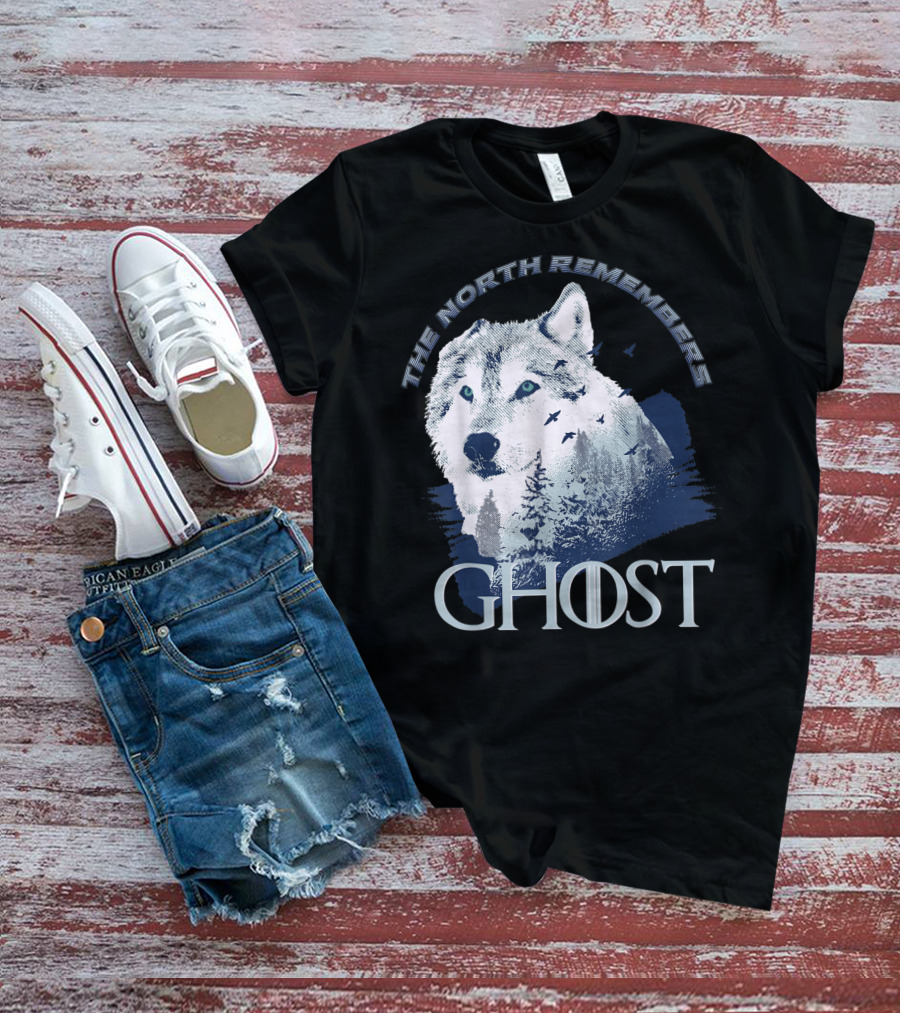 The North Remembers Ghost Lone Wolf In Forest Game Day Winning The Throne T-Shirt