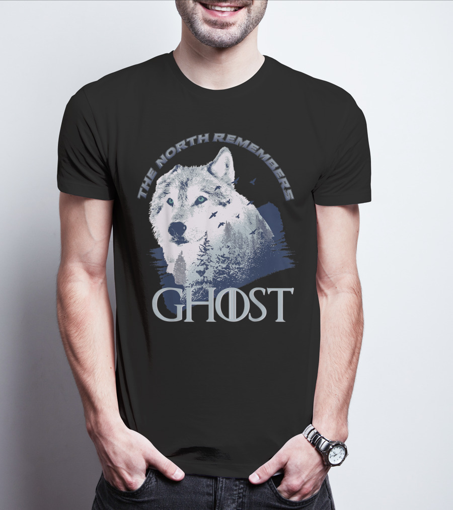 The North Remembers Ghost Lone Wolf In Forest Game Day Winning The Throne T-Shirt