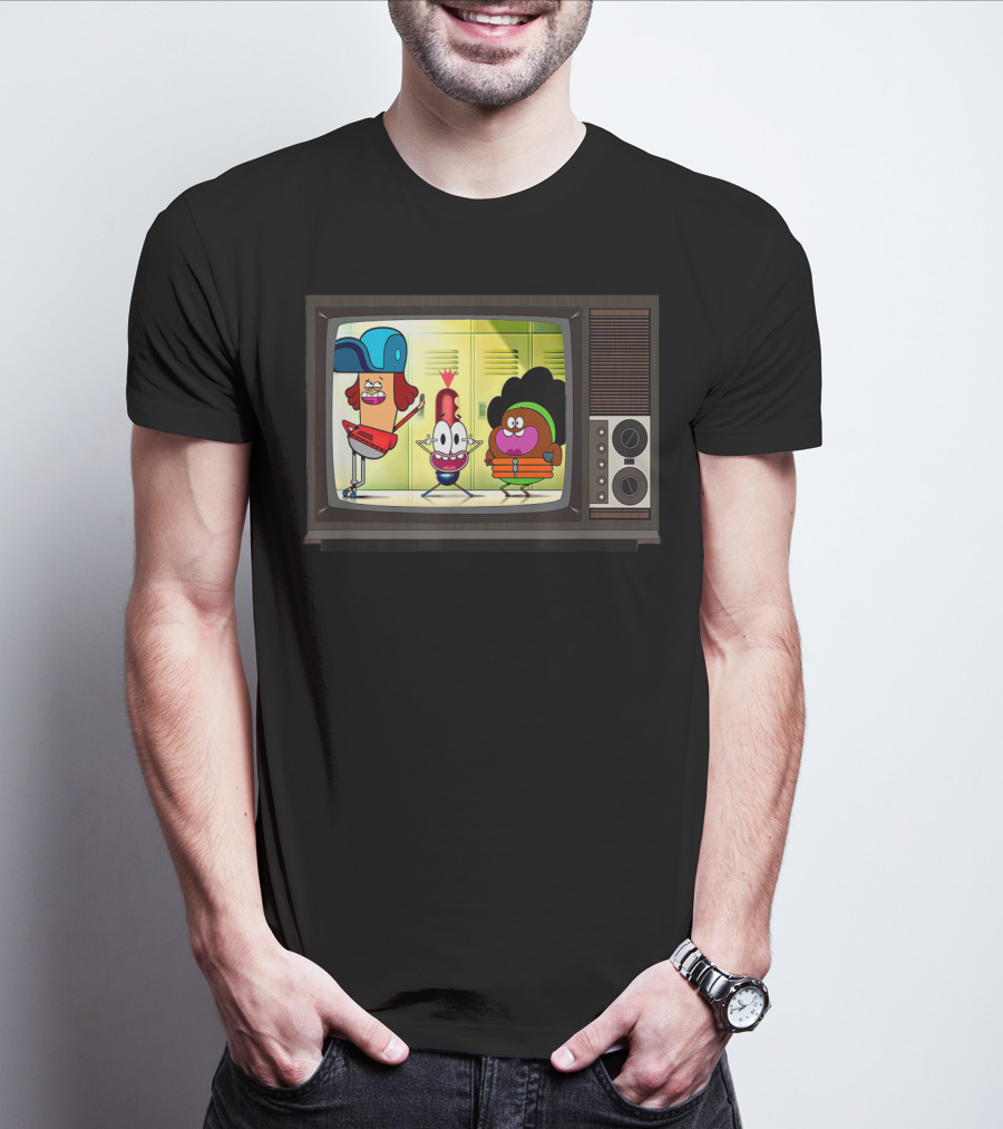 Funny Pinky Hotdog Silly JJ Kids TV Retro Cartoon Characters T-Shirt