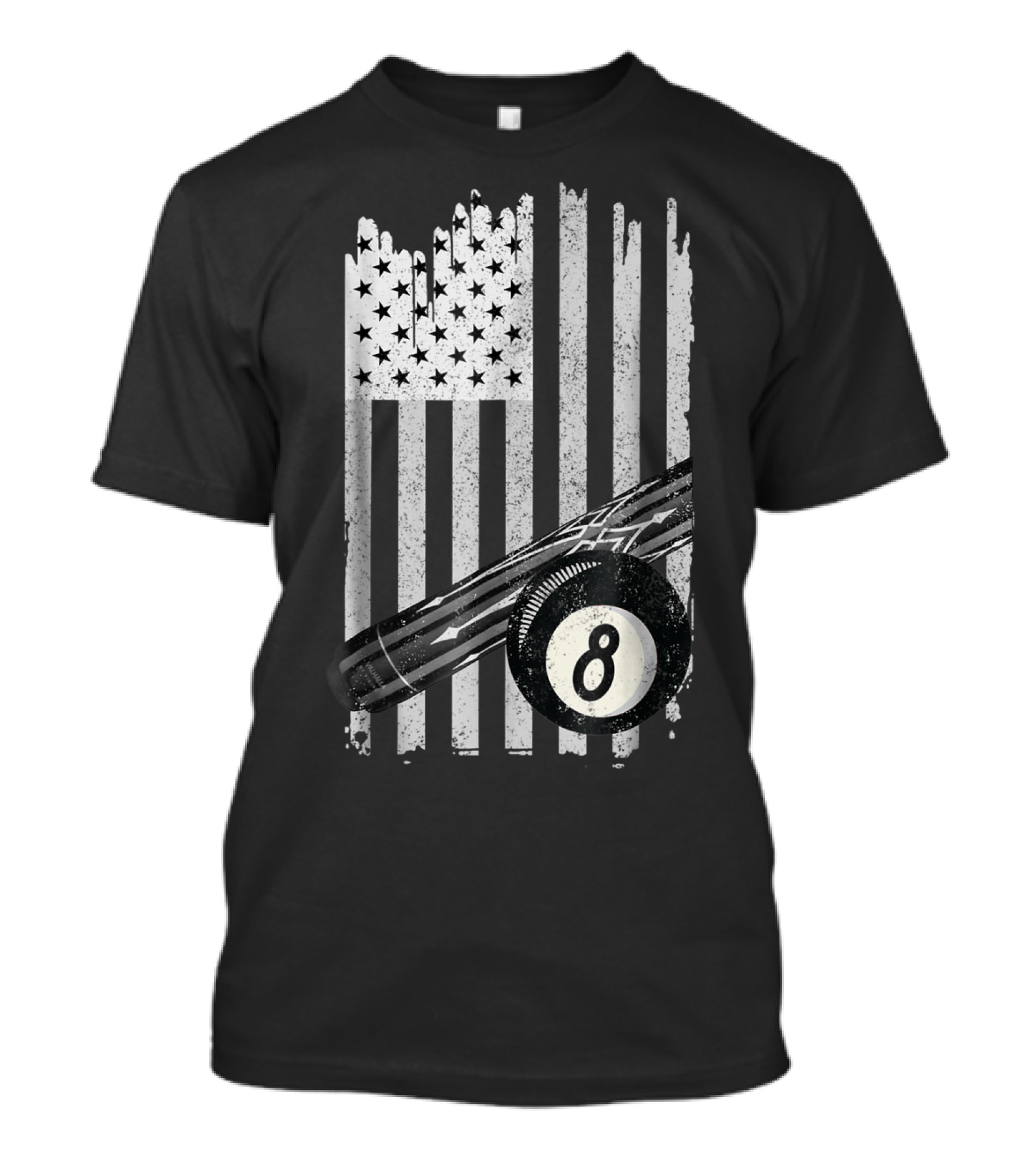 American Flag Billiard Cue And 8 Ball Pool Table T-Shirt