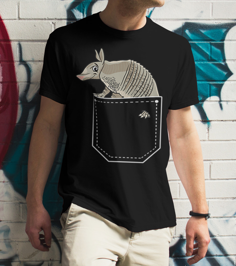 Armadillo In Pocket Cute Armadillo Emoji T-Shirt