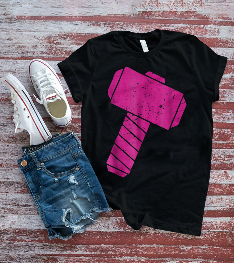 Distressed Magenta Mjolnir Thor's Hammer Odin Mythology T-Shirt