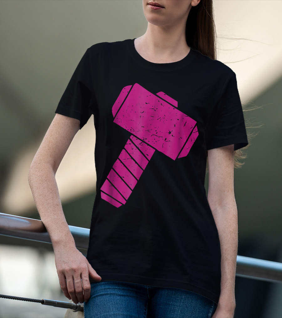 Distressed Magenta Mjolnir Thor's Hammer Odin Mythology T-Shirt