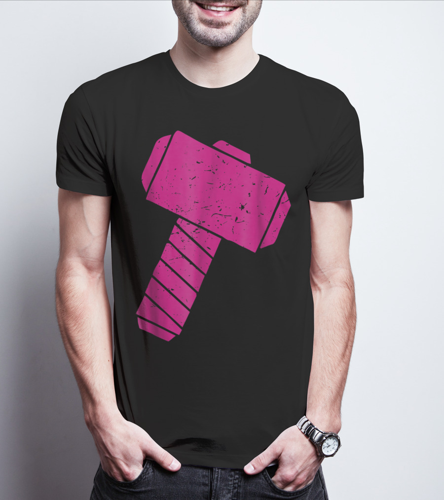 Distressed Magenta Mjolnir Thor's Hammer Odin Mythology T-Shirt
