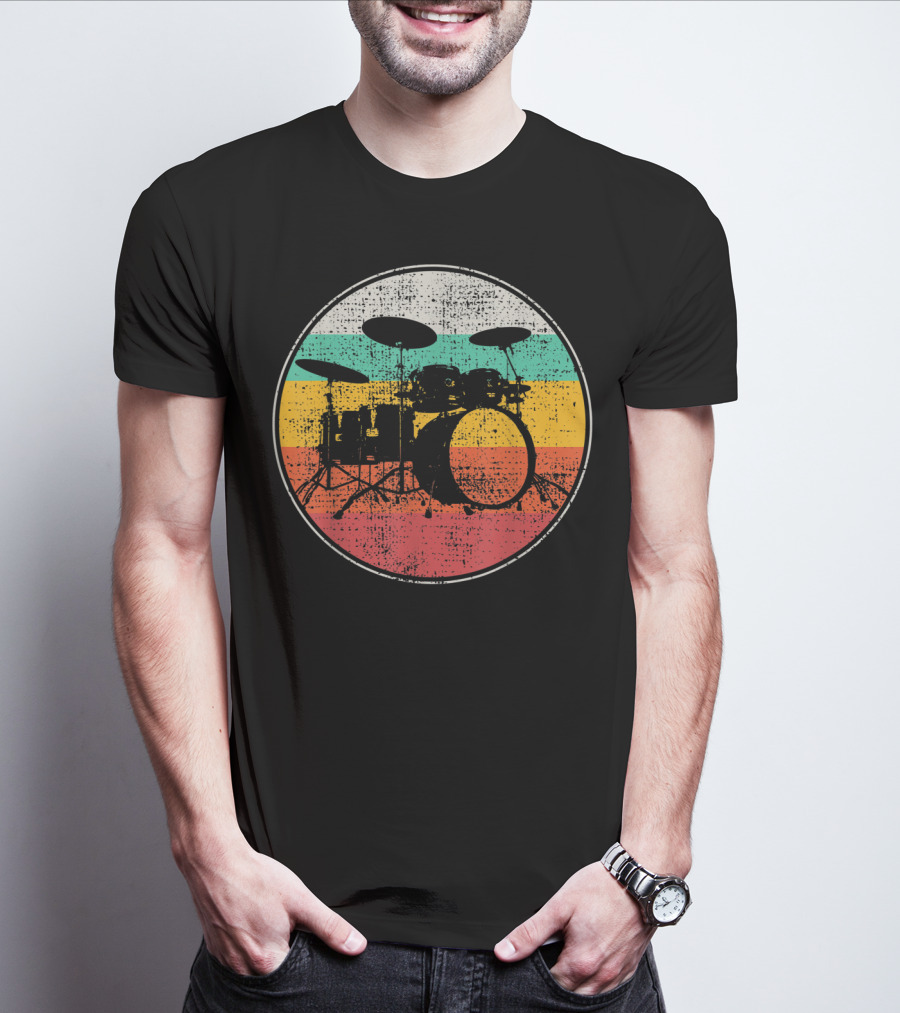 Drumset Vintage Retro Drums Drummer Band T-Shirt