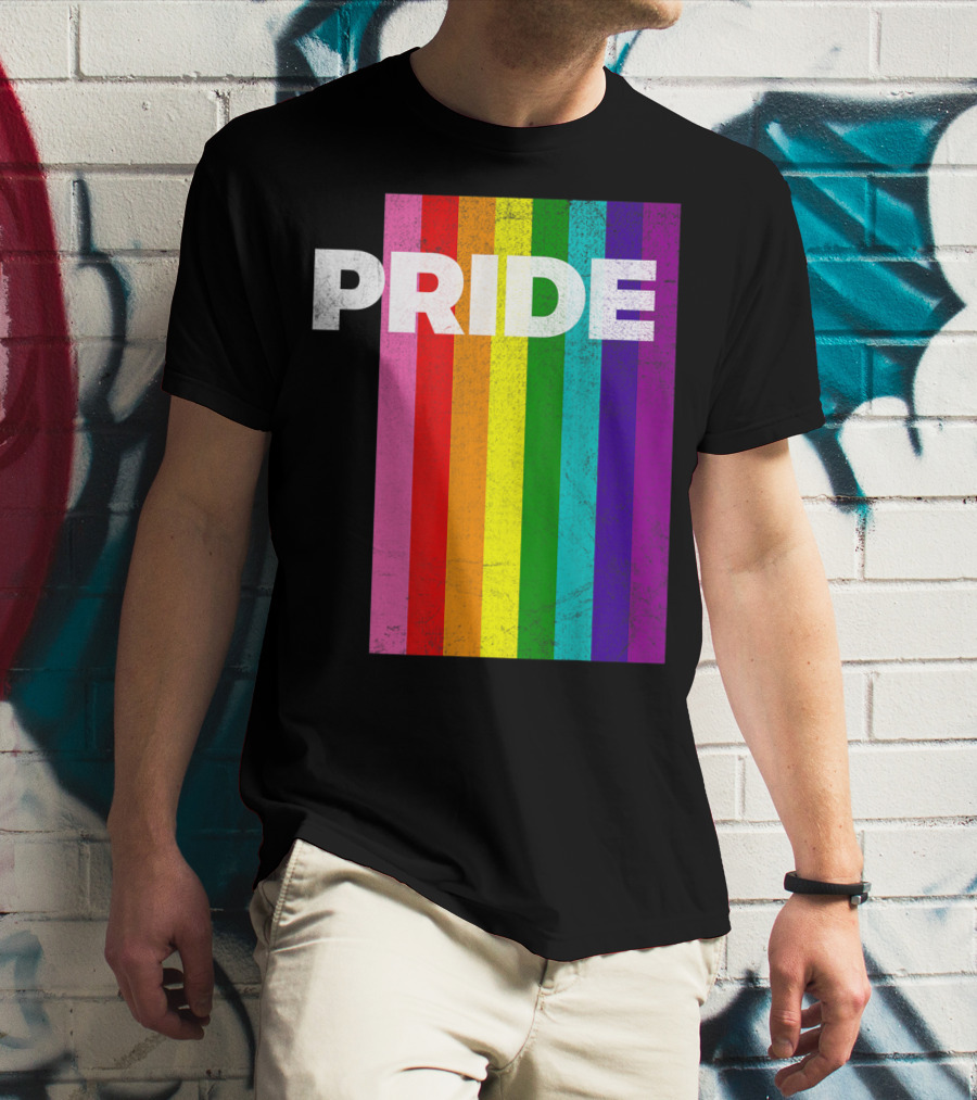 PRIDE Distressed Rainbow Stripes T-Shirt