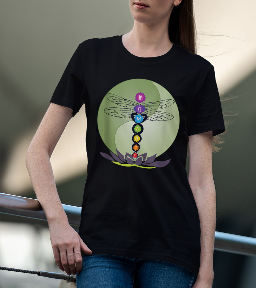 Namaste Chakra Dragonfly With Lotus And Yin Yang T-Shirt