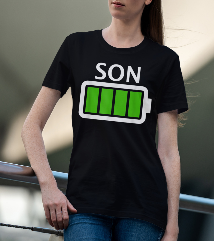 Family Matching Funny Son Fully Charged Battery T-Shirt
