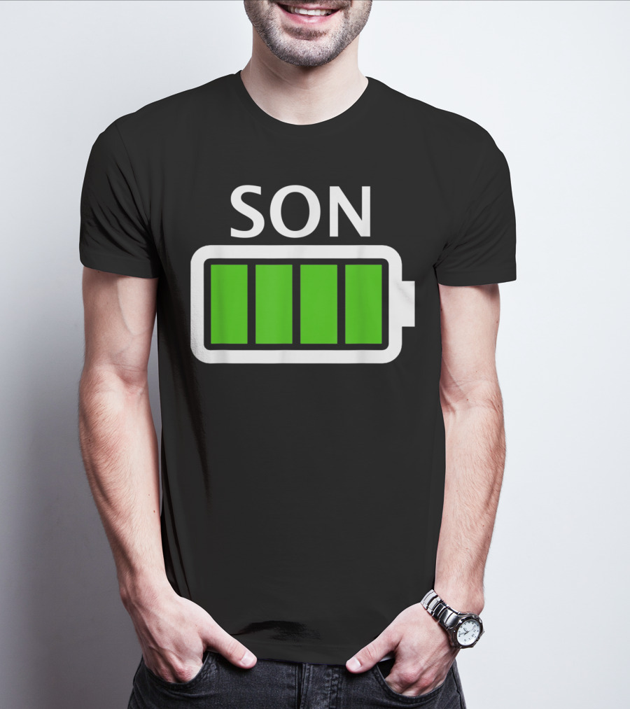 Family Matching Funny Son Fully Charged Battery T-Shirt