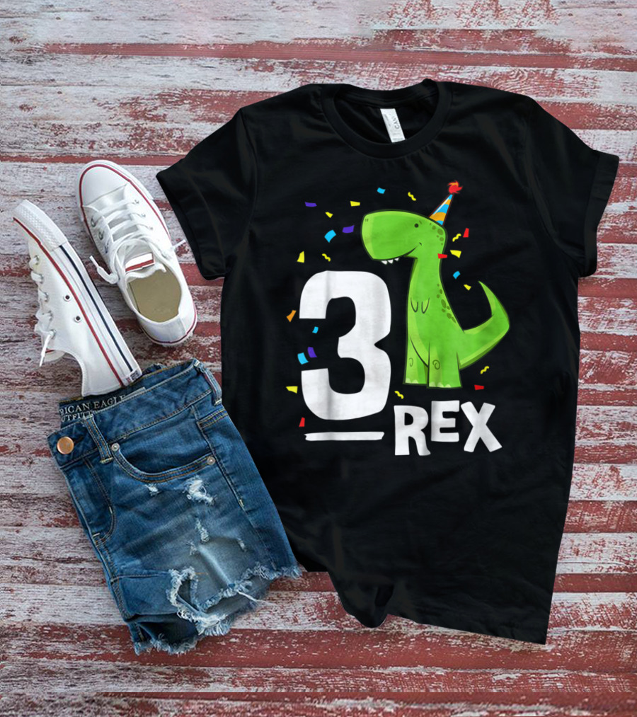 3 Rex Kids Threerex Birthday Party Dinosaur T-Shirt