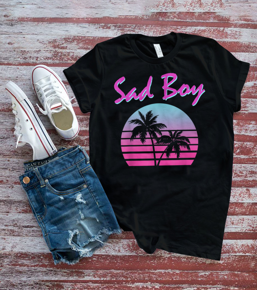 Sad Boy Aesthetic Vaporwave 90s 80s Palm Trees Sunset T-Shirt