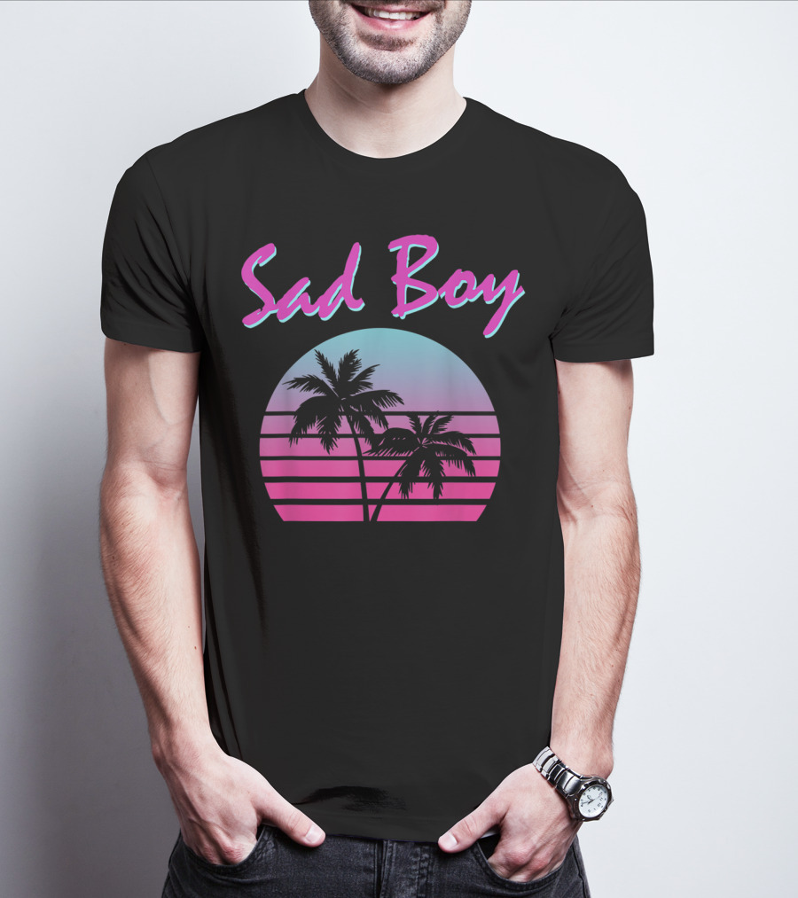 Sad Boy Aesthetic Vaporwave 90s 80s Palm Trees Sunset T-Shirt