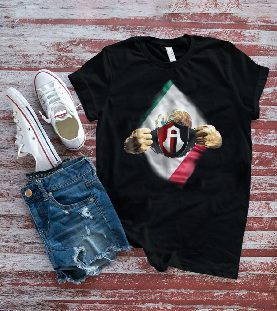 Atlas Heartbeat Love Funny Fan Atlas FC Mexican Flag Emblem T-Shirt