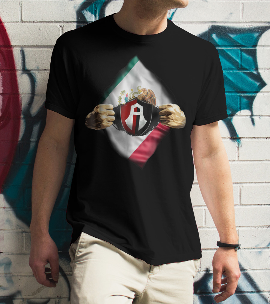 Atlas Heartbeat Love Funny Fan Atlas FC Mexican Flag Emblem T-Shirt