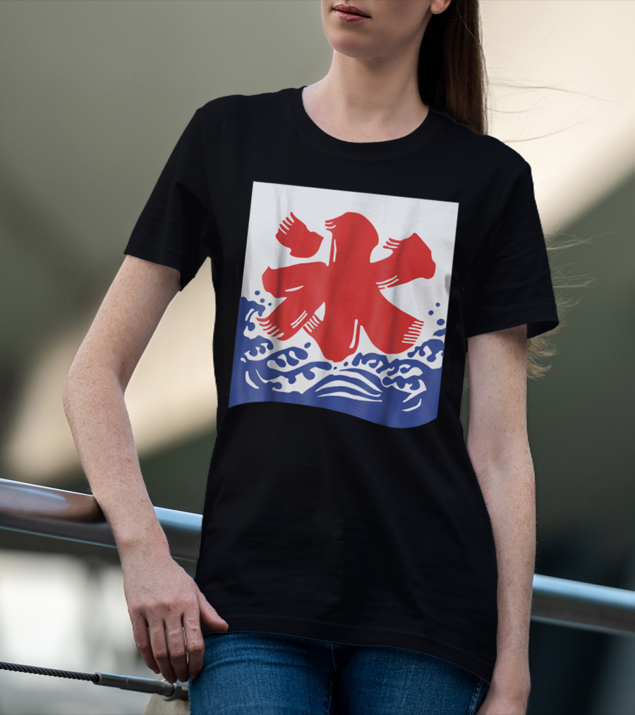 Kakigori Japanese Shaved Ice Kanji Flag With Water Waves T-Shirt