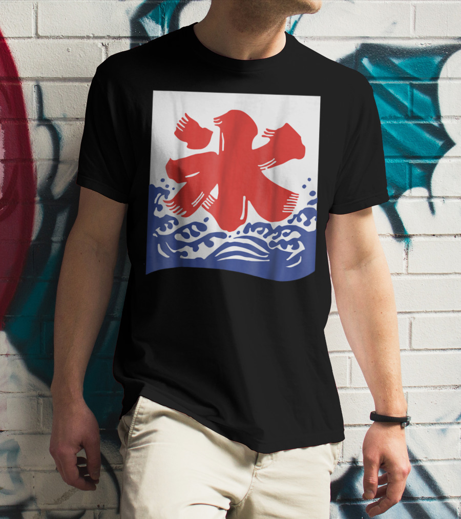 Kakigori Japanese Shaved Ice Kanji Flag With Water Waves T-Shirt