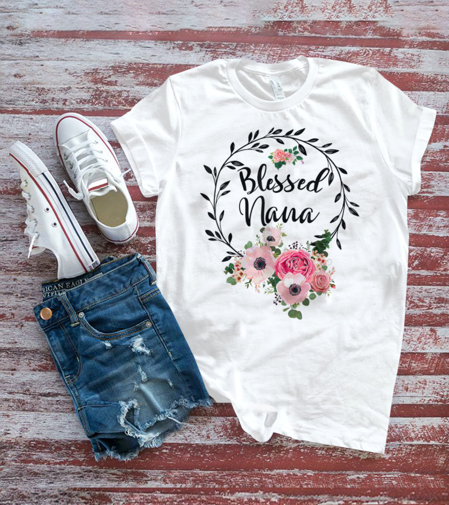 Blessed Nana Mother's Day Floral T-Shirt