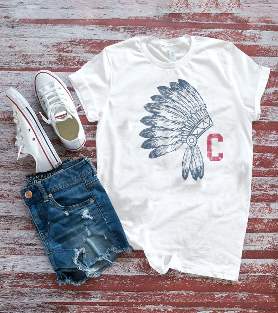Block C Cleveland Native American Headdress T-Shirt