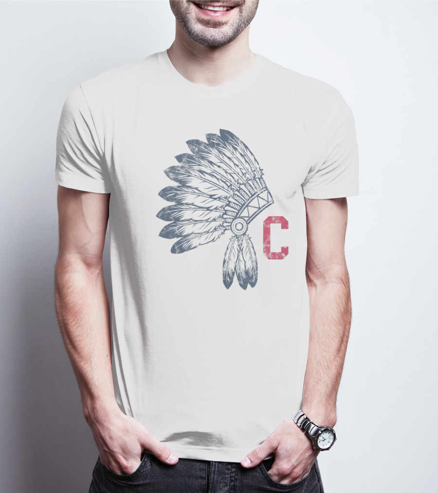 Block C Cleveland Native American Headdress T-Shirt