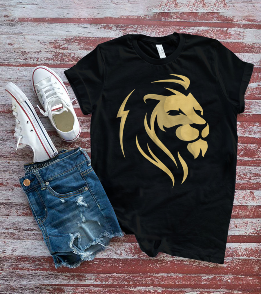 Gold Wilderness Lion Majestic Emblem T-Shirt