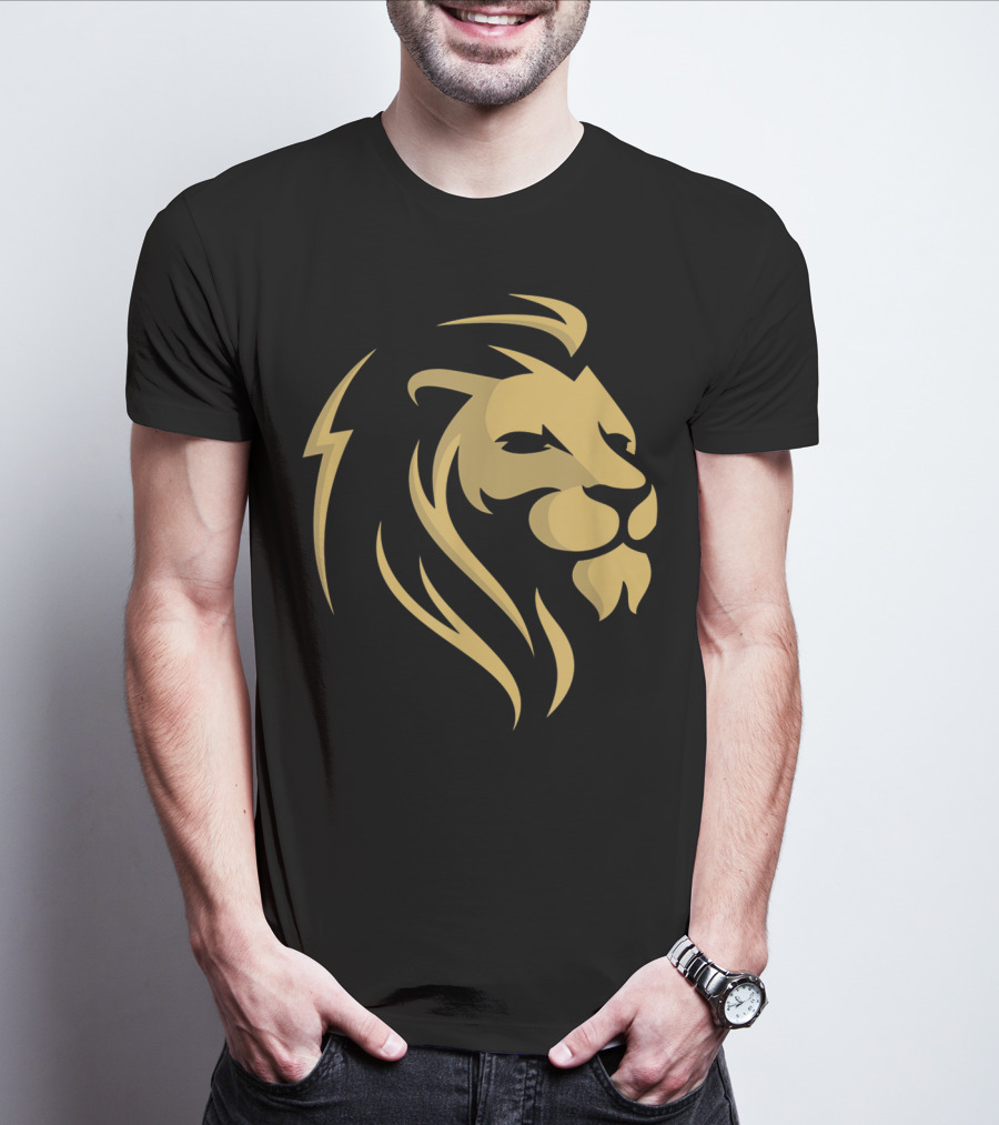 Gold Wilderness Lion Majestic Emblem T-Shirt