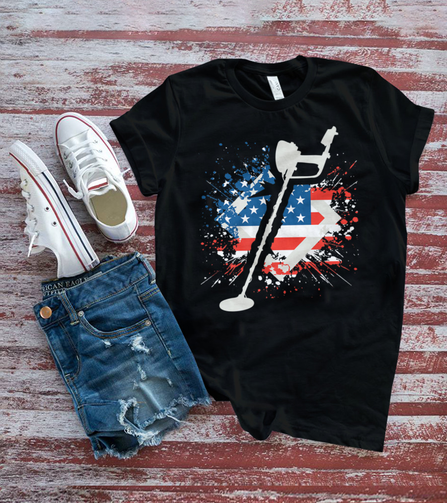 American Pride Patriotic Flag Metal Detector T-Shirt