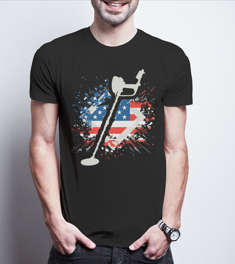 American Pride Patriotic Flag Metal Detector T-Shirt