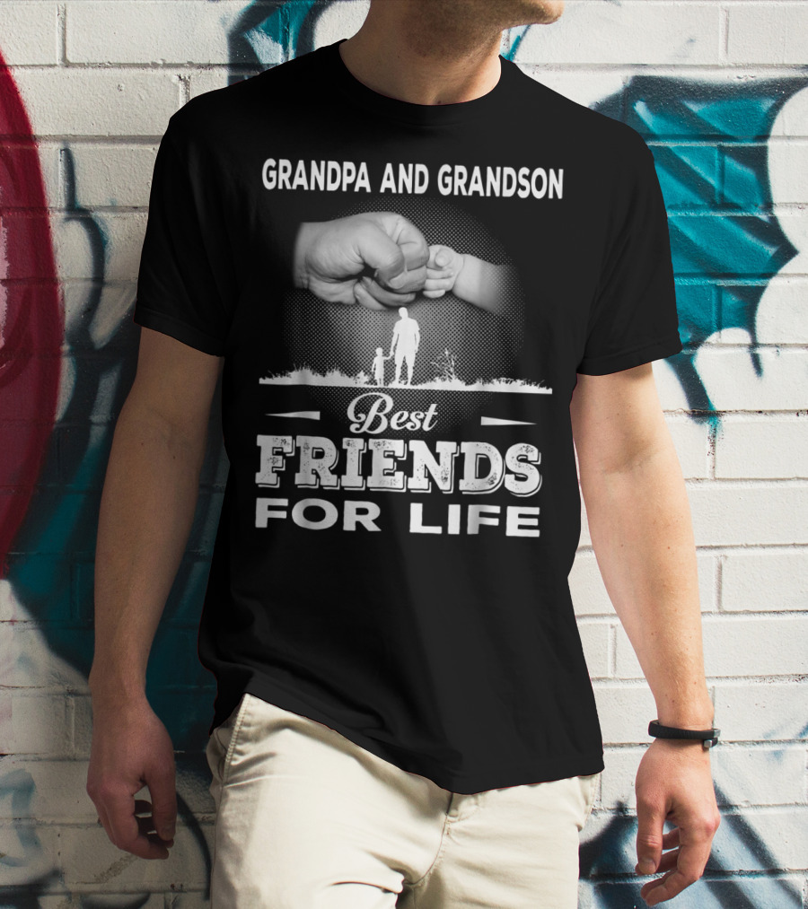 Grandpa And GrandSon Fist Bump Best Friends For Life Generations Together T-Shirt