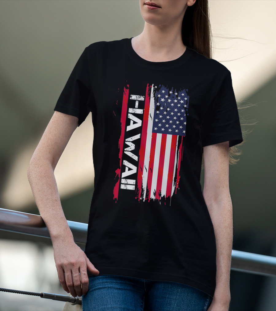 Hawaii USA Flag Vertical Stripes T-Shirt