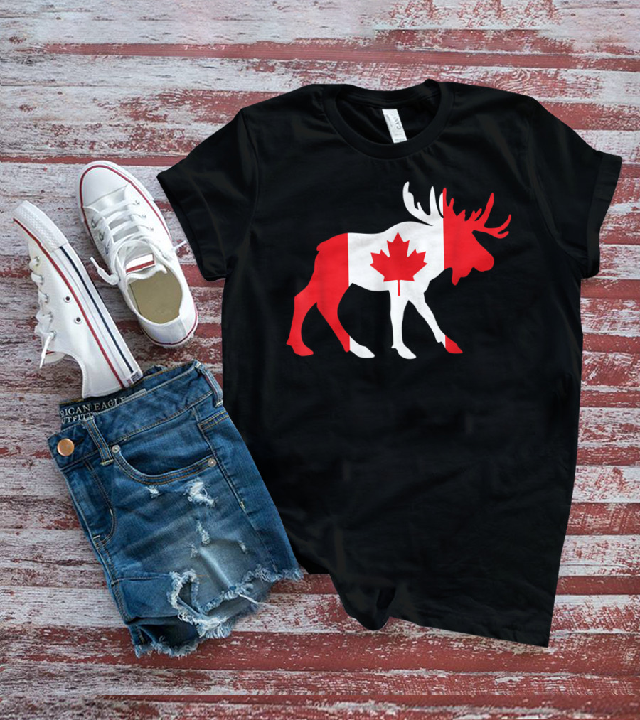 Canada Moose Flag Maple Leaf T-Shirt