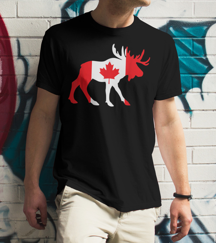 Canada Moose Flag Maple Leaf T-Shirt