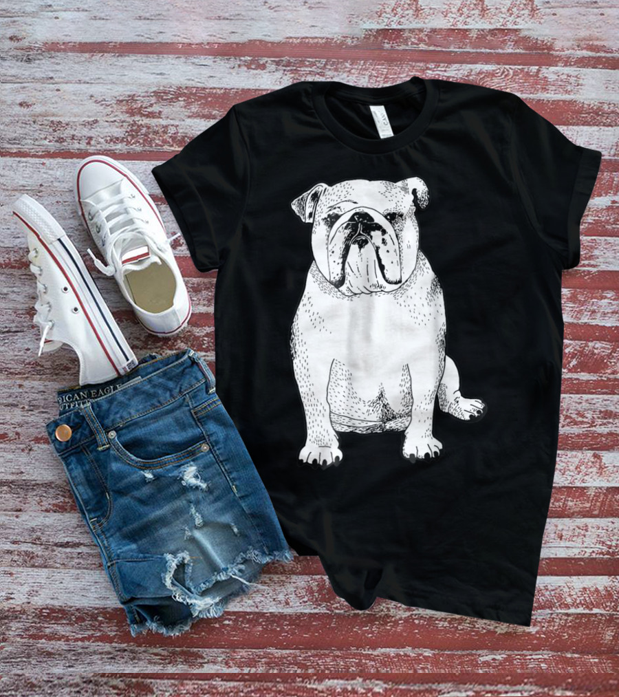 English Bulldog Dog Lover Owner Art Sketch T-Shirt