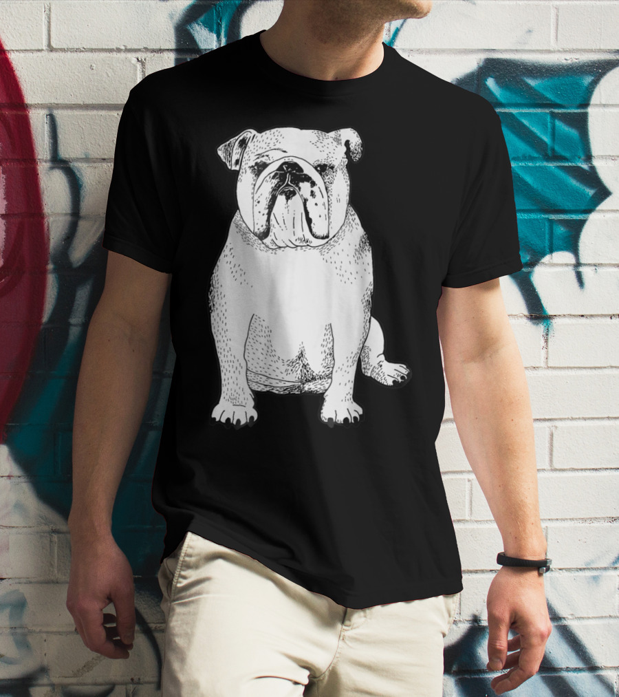 English Bulldog Dog Lover Owner Art Sketch T-Shirt