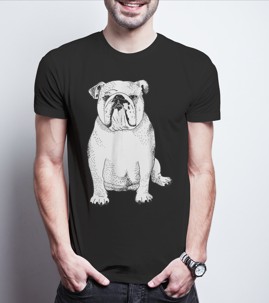 English Bulldog Dog Lover Owner Art Sketch T-Shirt