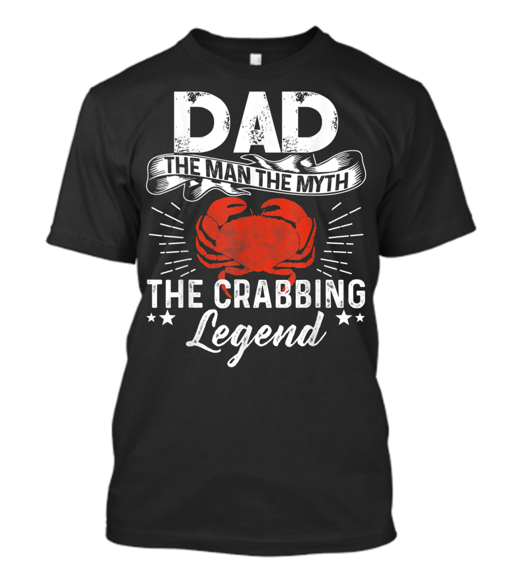 Dad The Man The Myth The Crabbing Legend Red Crab Stars Burst T-Shirt