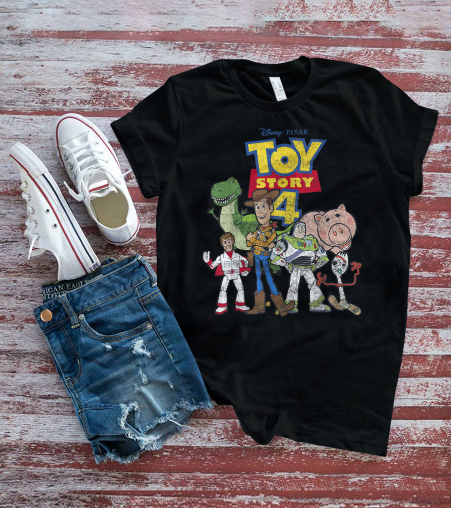 Disney Pixar Toy Story 4 Woody Buzz Rex Hamm Forky Duke Caboom T-Shirt