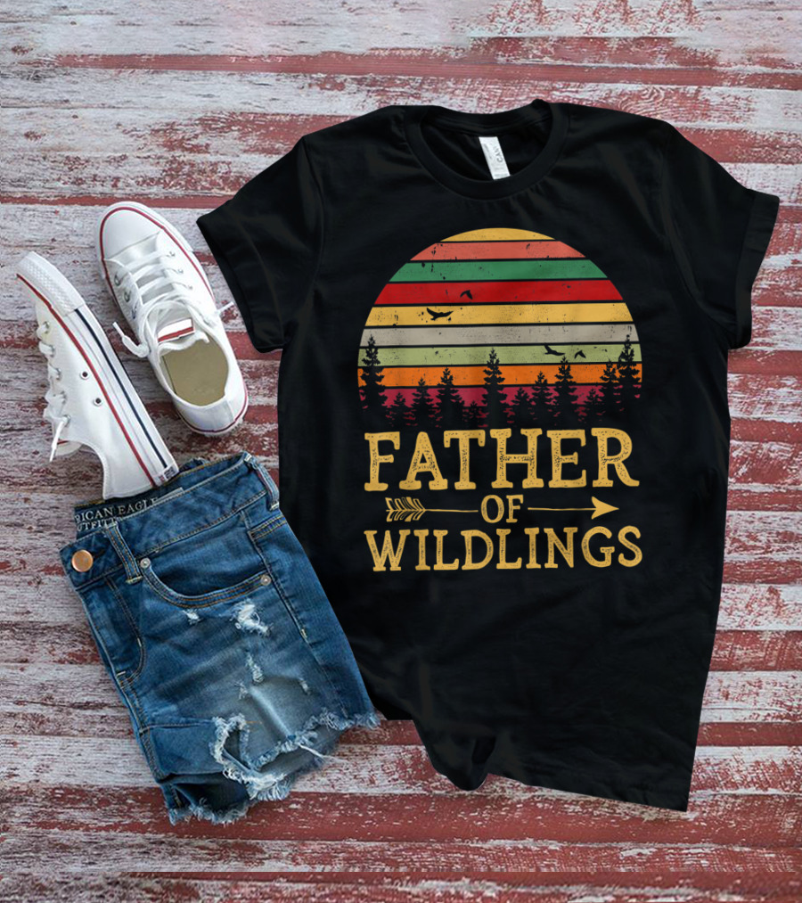 Father Of Wildlings Sunset Vintage Arrow Forest T-Shirt