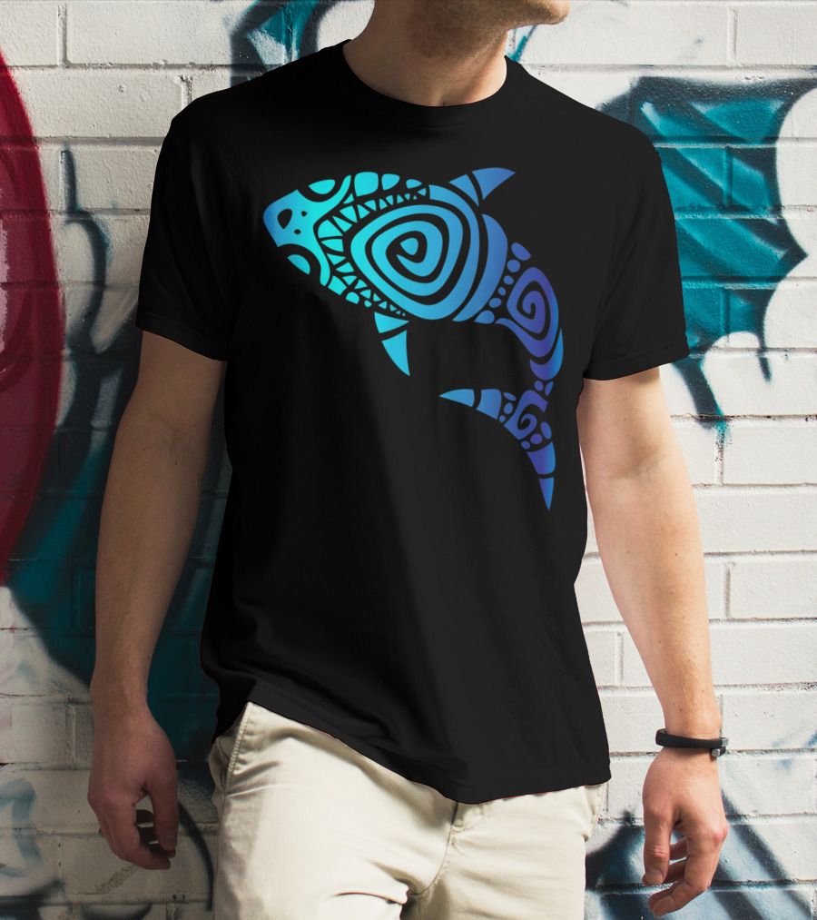 Hawaii Mano Tribal Shark Lover Week Spiral T-Shirt