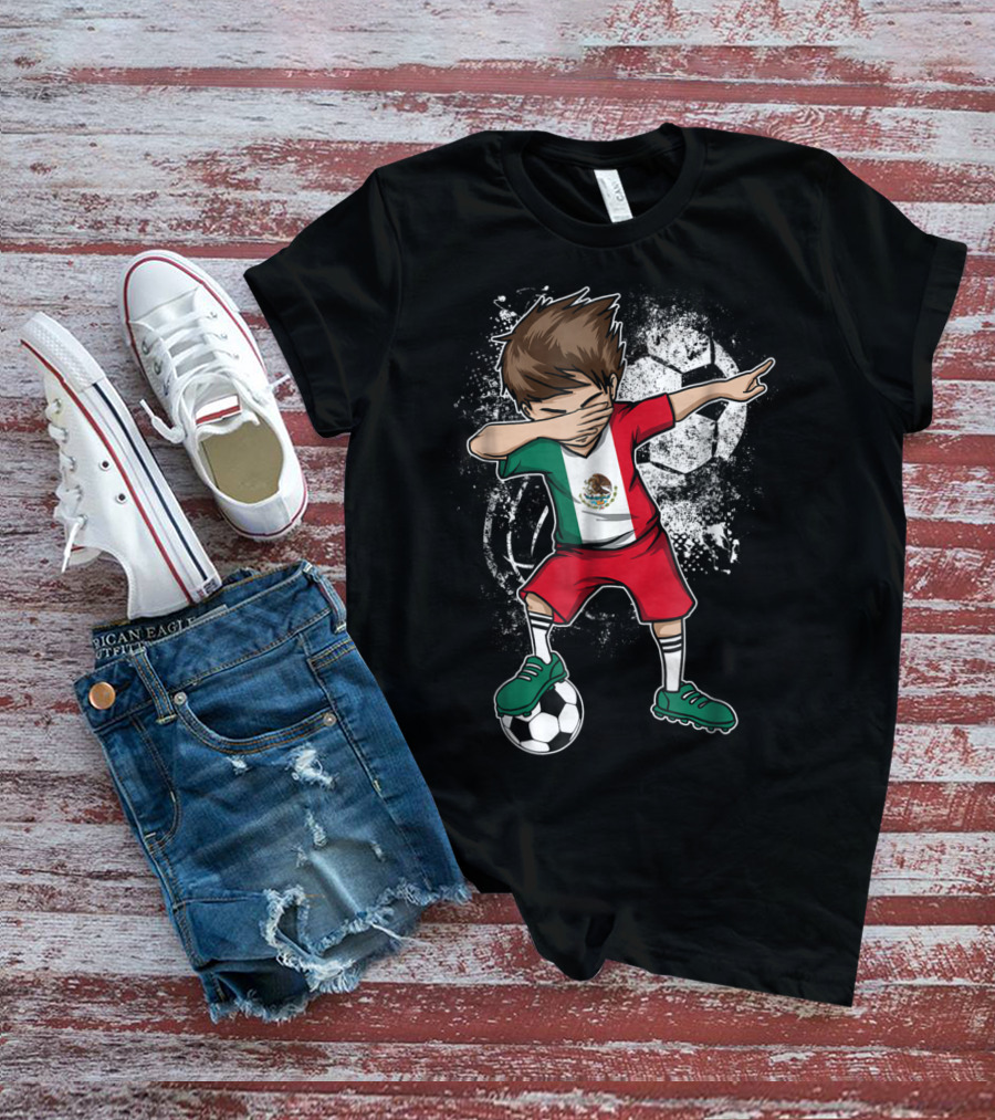Dabbing Boy Mexico Soccer Mexican Jersey Football Player T-Shirt