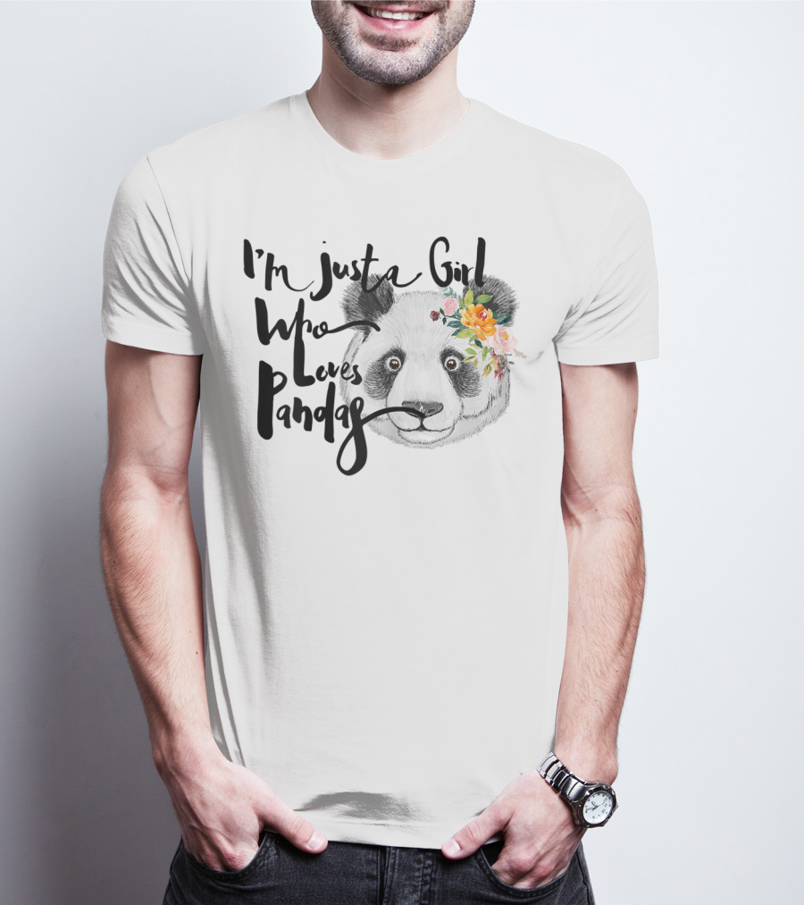 I'm Just A Girl Who Loves Pandas With Floral Crown T-Shirt