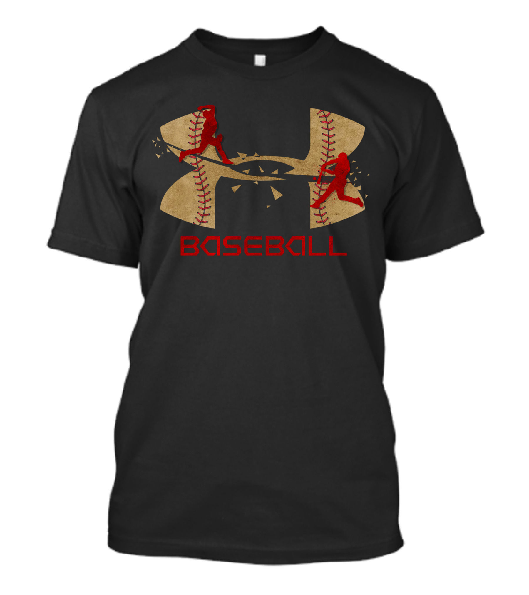 Under Armour Baseball Logo With Players And Baseball Stitching T-Shirt